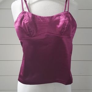 Fushia Spaghetti Strap Tank with Built In Bra